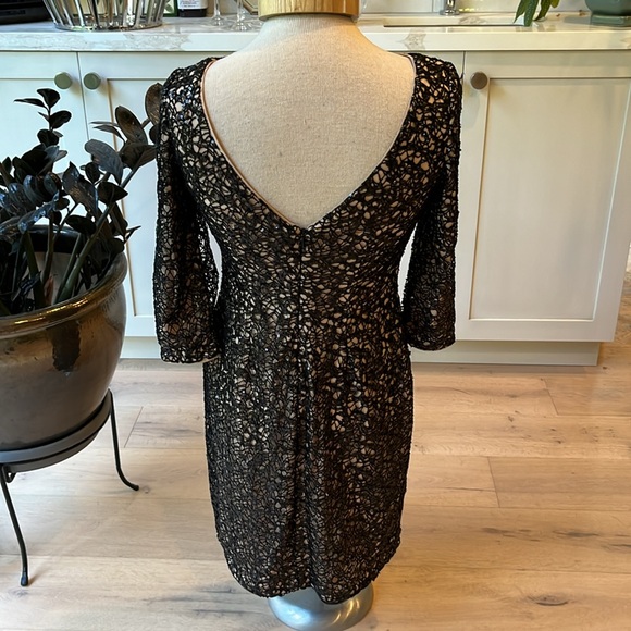 NWOT black sequinned lace bateau neck knee length dress from Aiden Mattox. - Picture 5 of 9